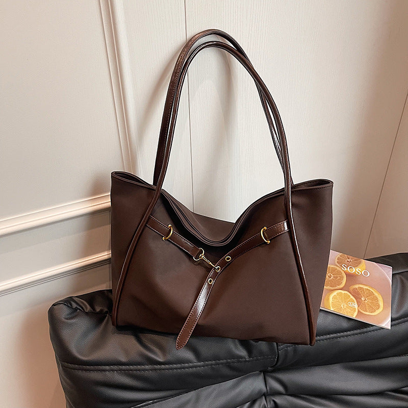 BENPAOLV 2025 Retro large-capacity tote bag women's popular new work commuter shoulder bag high-end fashion versatile armpit bag