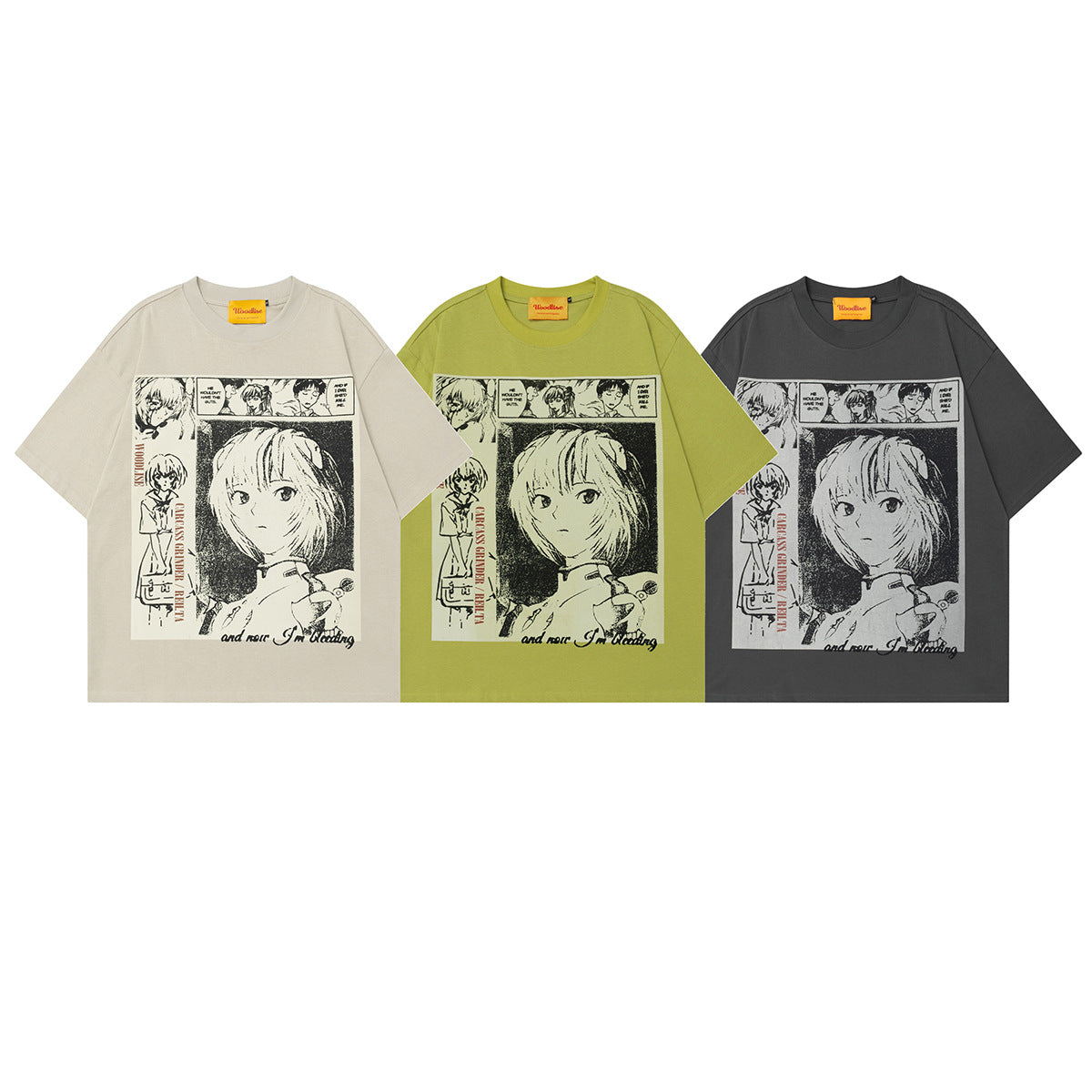 2025 WT517 2025n Street 2025 Vintage Comic Character Design Men's Loose Premium Sense Neutral Short Sleeve T-Shirt