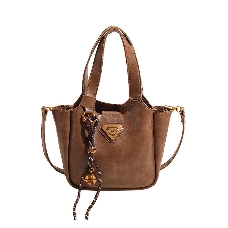 BENPAOLV 2025 Retro hand bucket bag women's Korean version of the new fashion casual shoulder bag popular niche design high-end women's bag