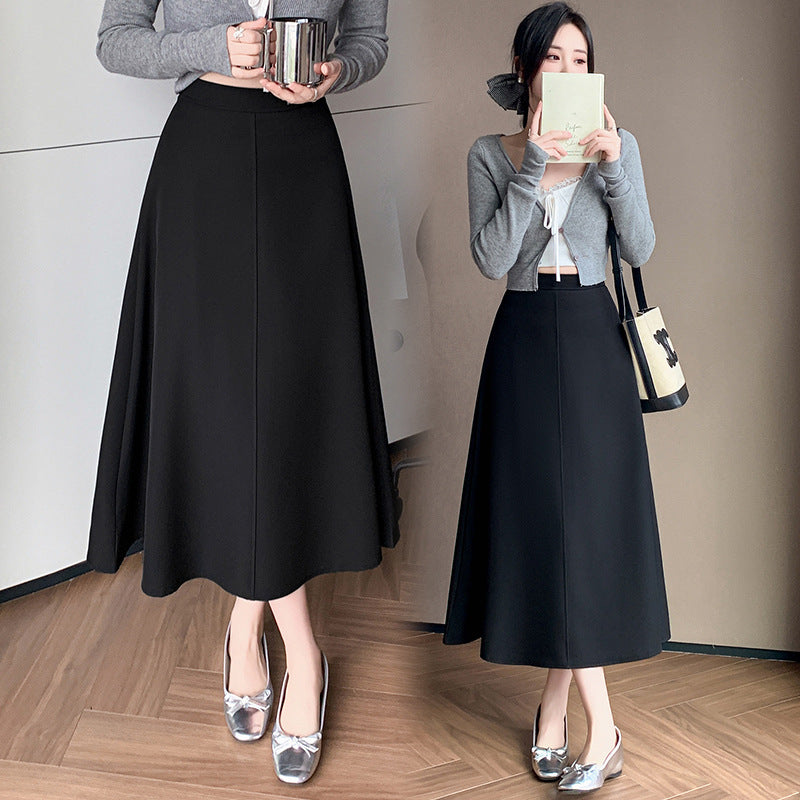Hot trade medium and long skirt 2025 spring and summer new high-waisted pendulum A-shaped skirt covering the hips and showing thinness suit dress