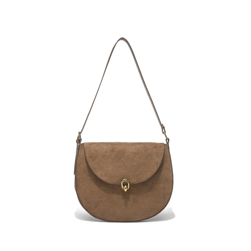 2025 Women's bag new popular fashion texture shoulder bag women's diagonal span saddle bag retro bag New source manufacturer