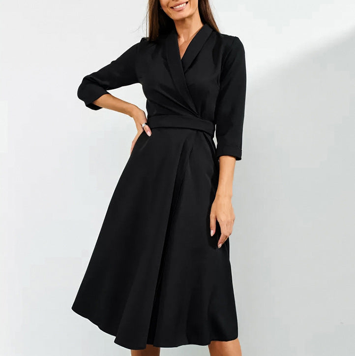 2025 Spring new  high-waisted suit collar lace-up dress popularwildberries hot fashion women's clothing