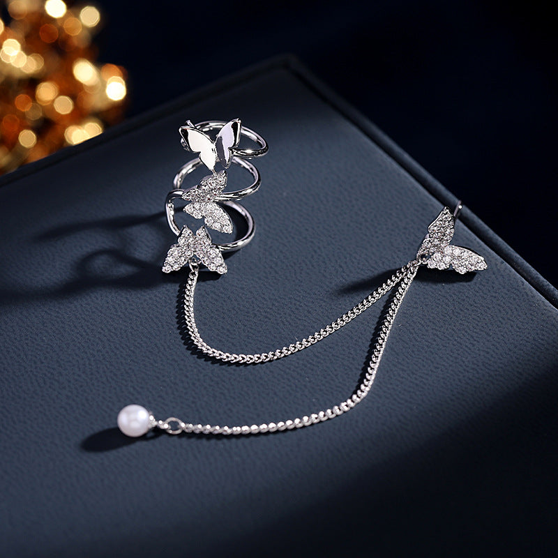 2025 2022 Dongdaemun new earrings niche creative personalized design butterfly stud earrings earclip integrated earrings