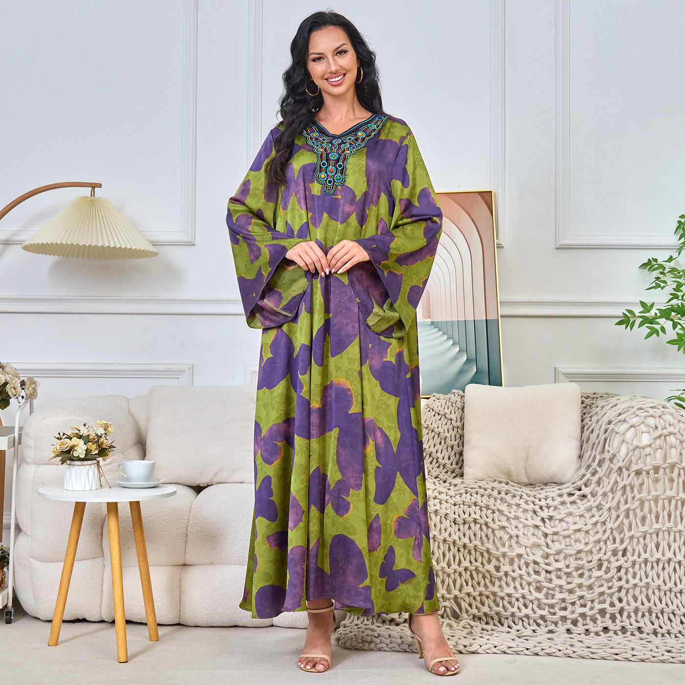 MT178 New Middle East hot sale new printed long fashion elegant Muslim robe women's dress ins