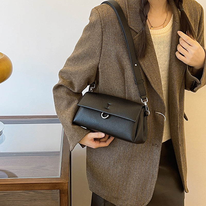 BENPAOLV 2025 Fashion retro texture small square bag  new women's bag autumn and winter trend versatile underarm bag simple shoulder crossbody