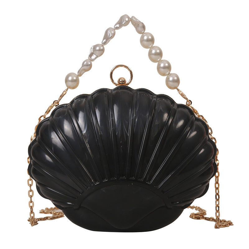 BENPAOLV 2025 new acrylic bag creative personality pearl portable shell bag Popular style dinner bag Unicom messenger bag