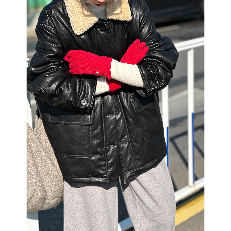 2025 popular winter new jacket Korean retro leave-in leather casual white duck down jacket 3102