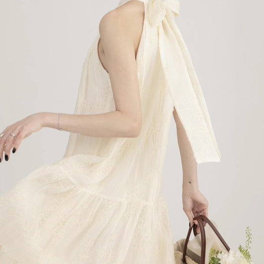 2025 Flower pattern crew neck suspender dress  summer design fairy skirt vacation niche loose dress
