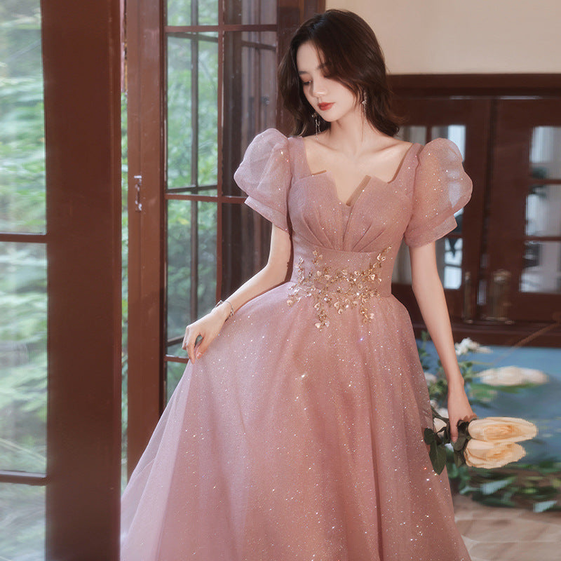 2025 Banquet small evening dress dress women's  new elegant temperament annual meeting celebrity host vocal art test dress