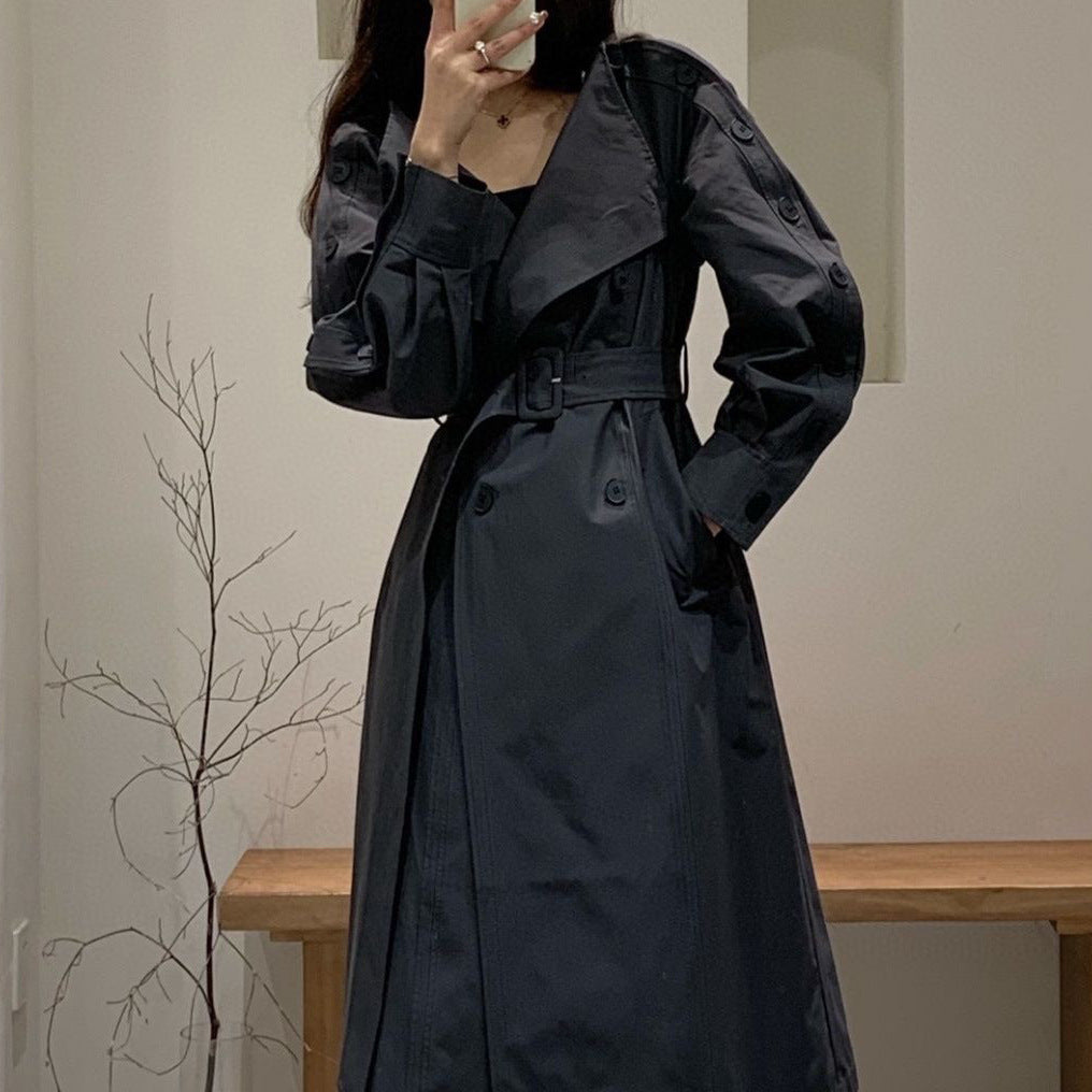 2025 Spot popular autumn [high-end series] trench coat long neat large lapel elegant trench coat coat