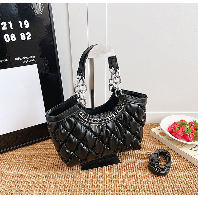 BENPAOLV 2025 Classic embroidered thread rhombus handbag  new women's bag fashionable and simple Popular style one shoulder oblique span bag