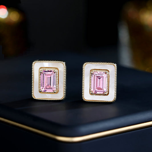 2025 S925 Silver Needle  Niche Versatile Temperament Earrings Wholesale Hong Kong Style Fashion Retro Geometric Simple Square Earrings