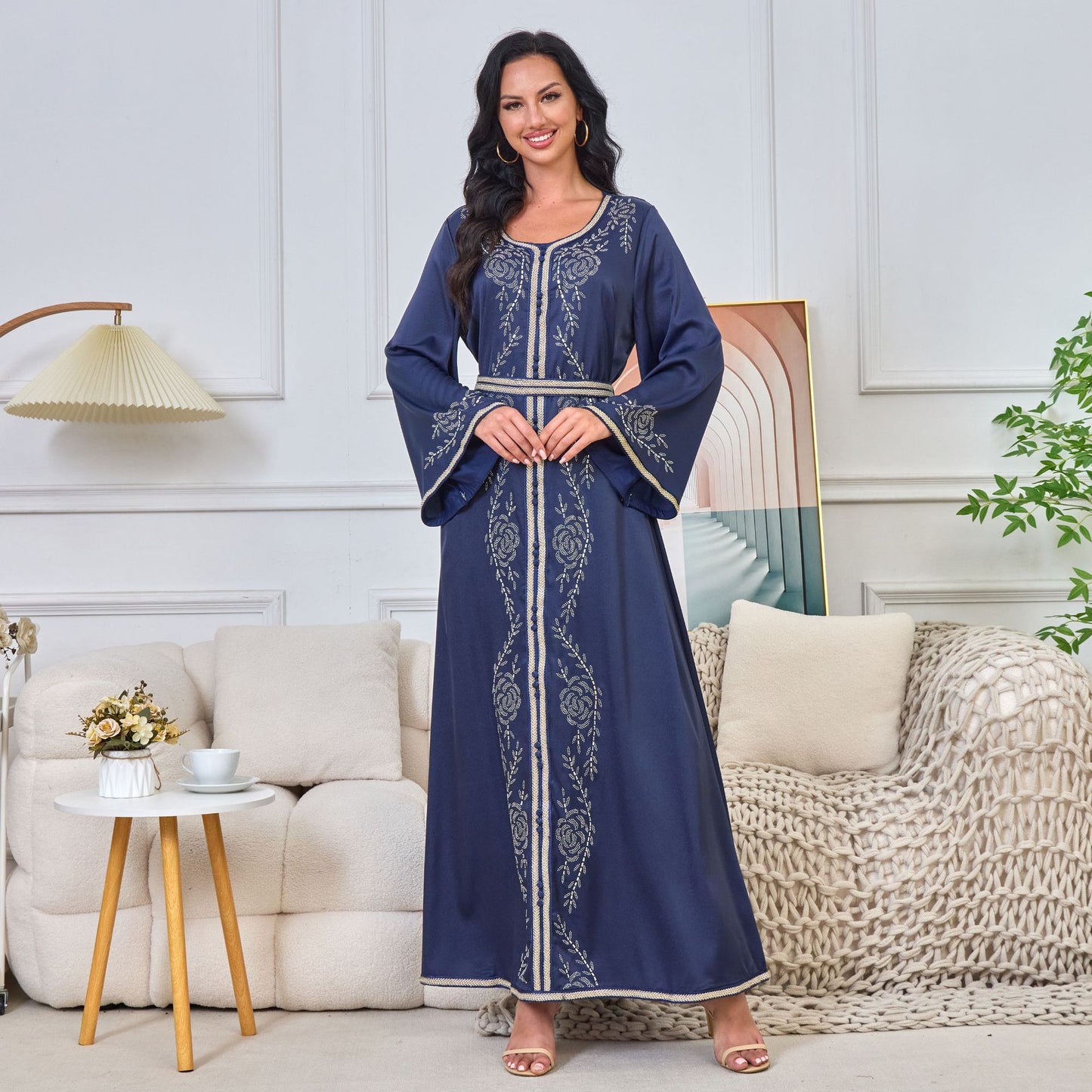 MT167 Middle East Muslim Fashion popular Spring and Summer New Spot Hot Sale Temperament Elegant Hot Diamond Dress