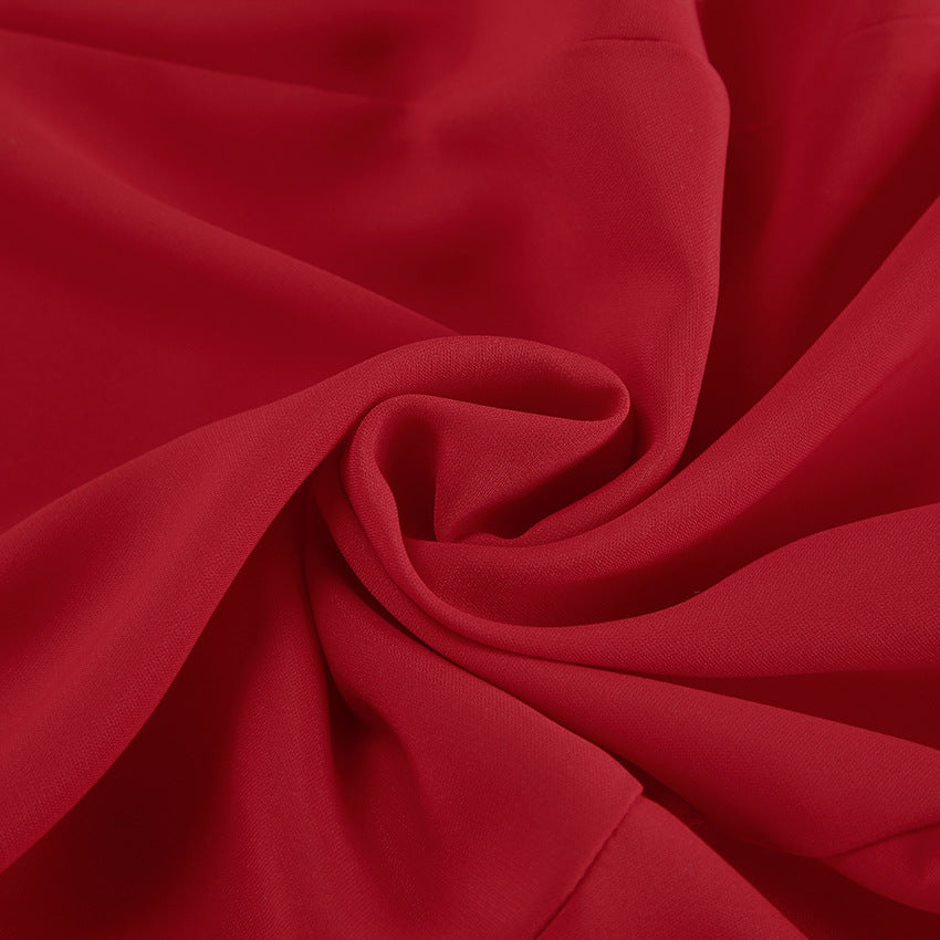 2025 chiffon ruffle edge bubble sleeve V-neck split dress popular  autumn fashion new long dress women