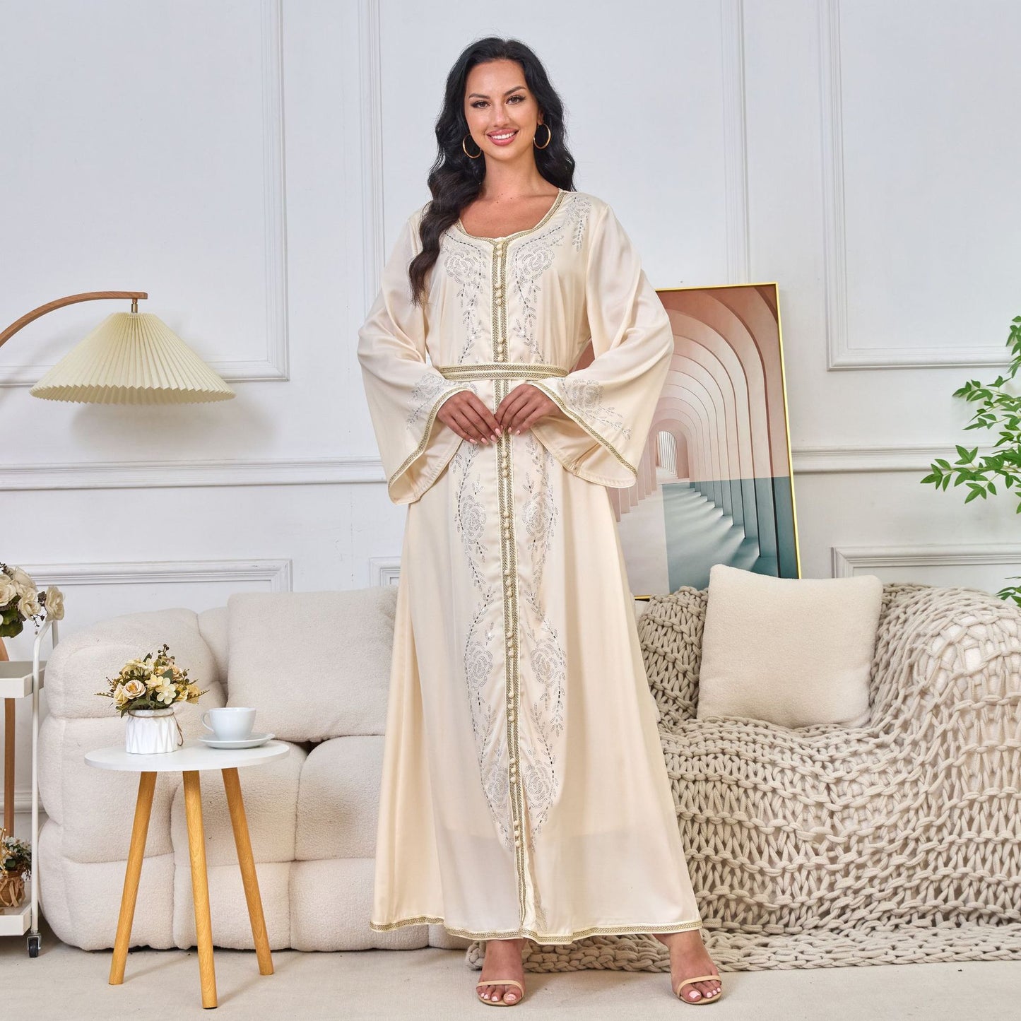 MT167 Middle East Muslim Fashion popular Spring and Summer New Spot Hot Sale Temperament Elegant Hot Diamond Dress