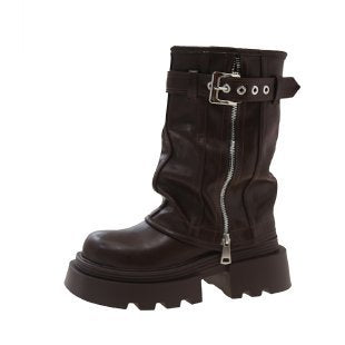 2025  Super good-looking burgundy thick-soled height-increasing small popular new fashionable versatile and thin tall knight boots