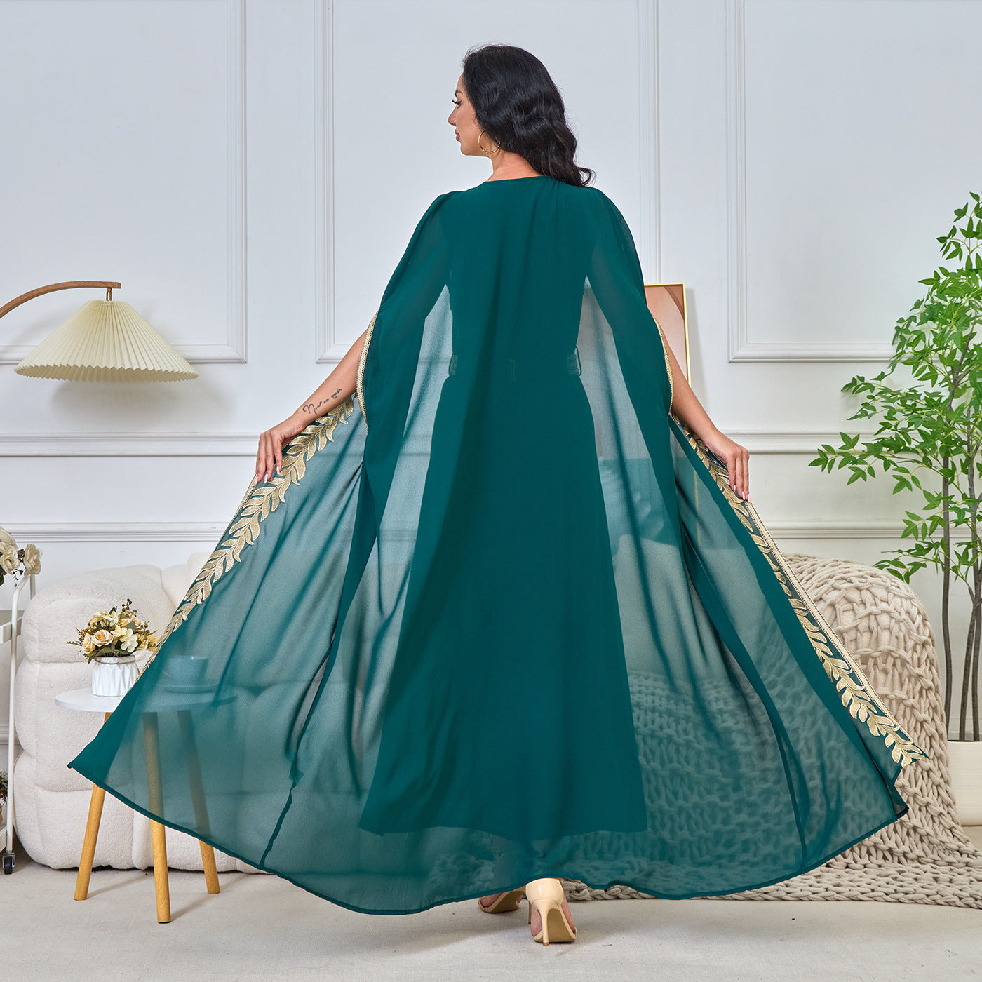 MT214 Middle East popular Summer New Muslim Cardigan Embroidered Robe Two-piece Dress Dress