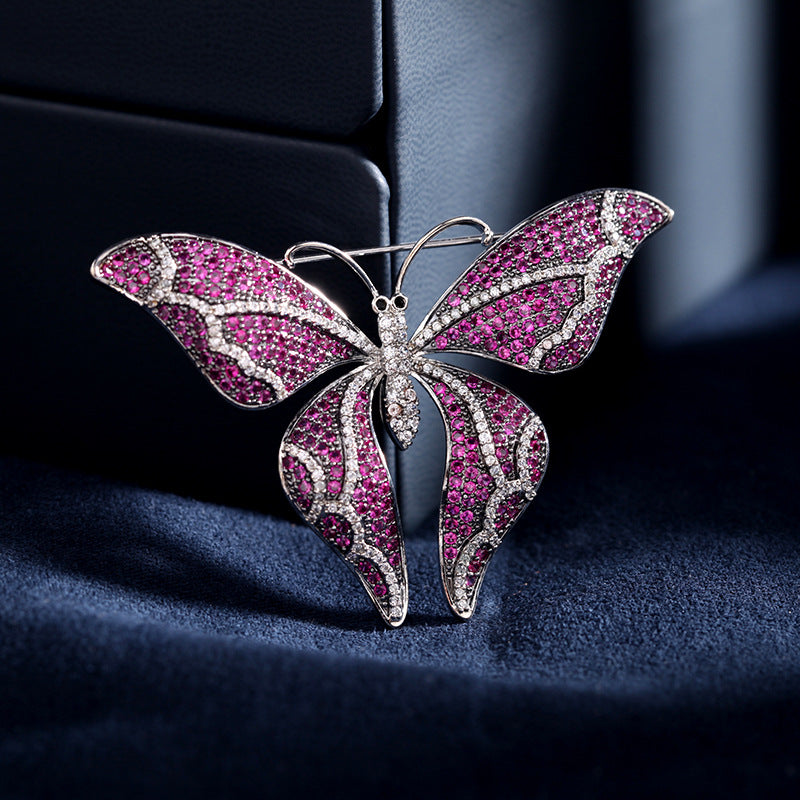 2025 Factory direct sales zircon inlaid  elegant fashion temperament high-end corsage dinner dress with butterfly brooch