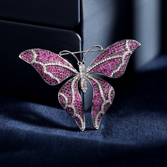 2025 Factory direct sales zircon inlaid  elegant fashion temperament high-end corsage dinner dress with butterfly brooch