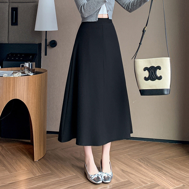 Hot trade medium and long skirt 2025 spring and summer new high-waisted pendulum A-shaped skirt covering the hips and showing thinness suit dress