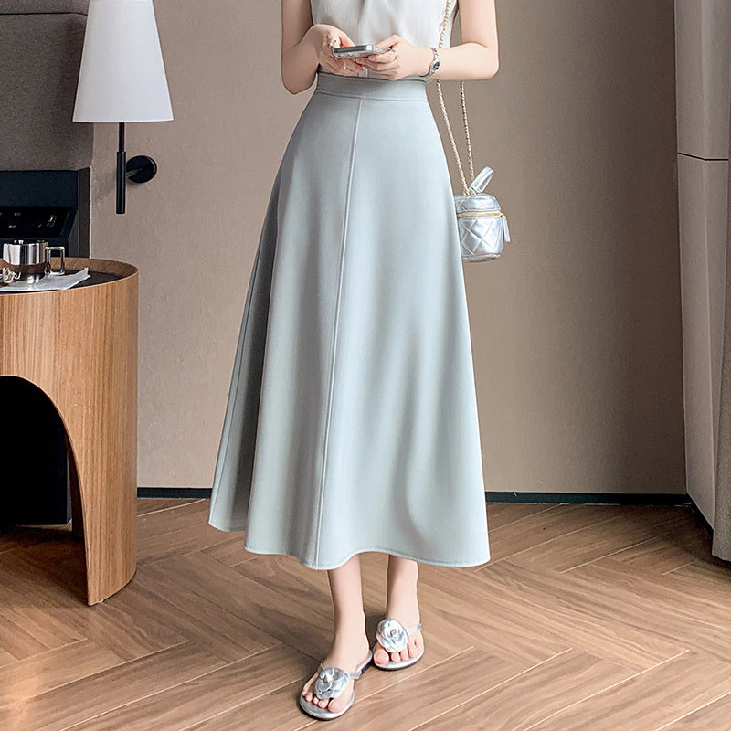 Hot trade medium and long skirt 2025 spring and summer new high-waisted pendulum A-shaped skirt covering the hips and showing thinness suit dress
