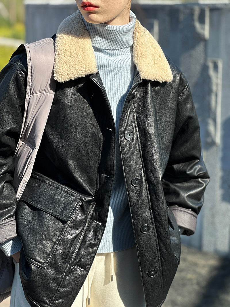 2025 popular winter new jacket Korean retro leave-in leather casual white duck down jacket 3102