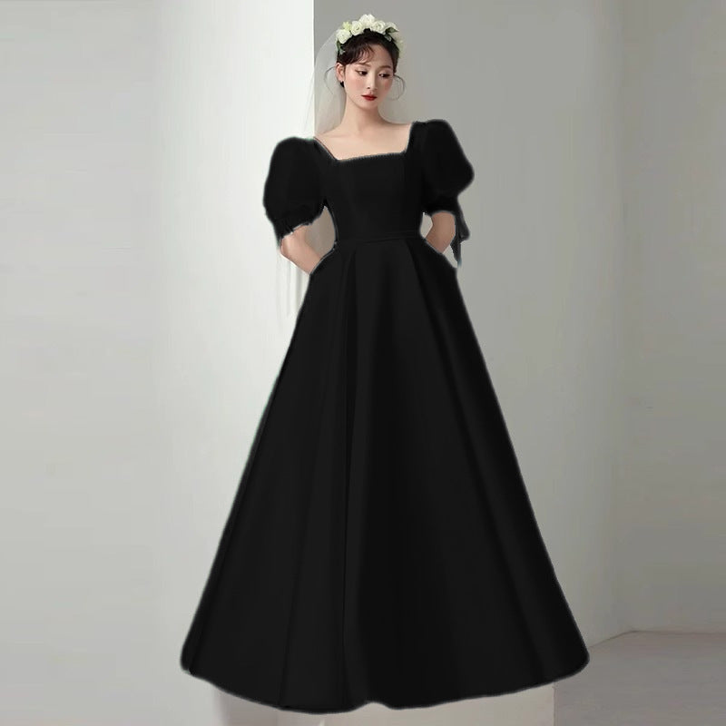 2025 light wedding dress  new bride simple temperament satin uniform go out yarn princess style welcome dress summer