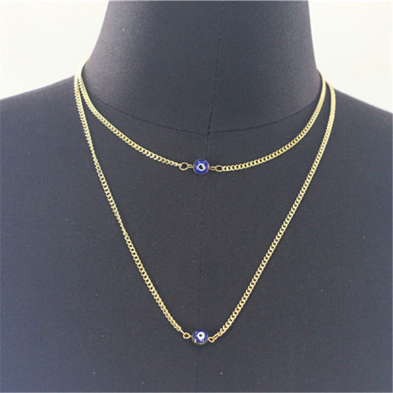 2025  MW2624 2025 necklace fashion simple personality eye-shaped accessories pendant metal thin chain necklace neck jewelry