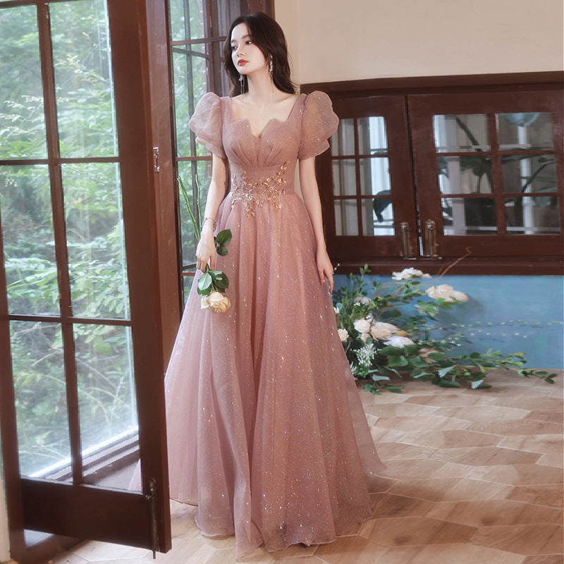 2025 Banquet small evening dress dress women's  new elegant temperament annual meeting celebrity host vocal art test dress