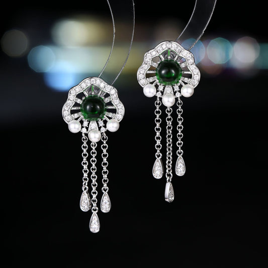 2025 Light luxury new long fringed earrings s925 silver needle zircon high-end earrings women's versatile temperament design earrings