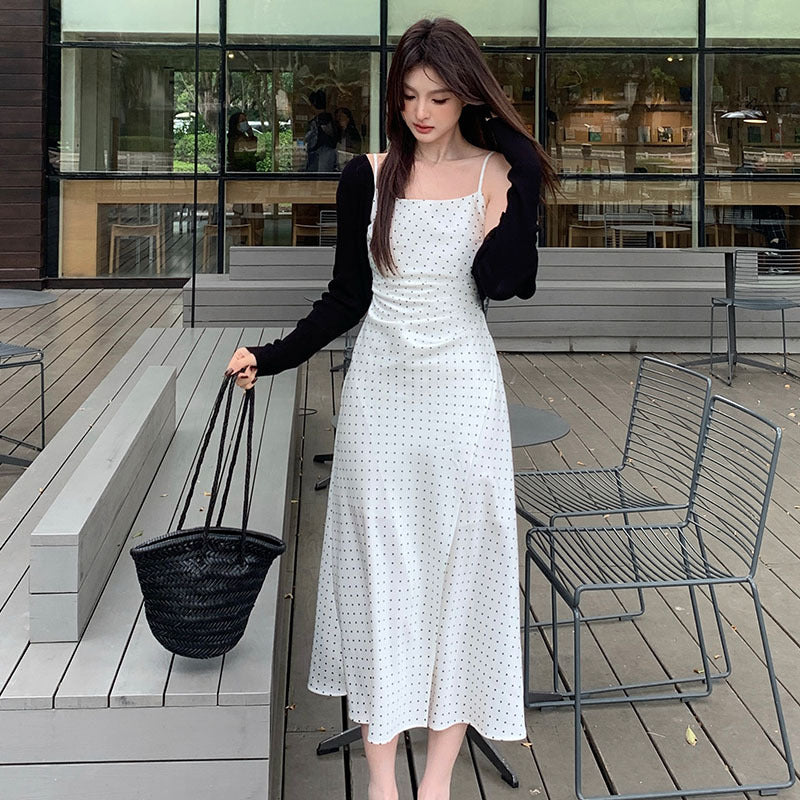 2025 spring and summer new Korean version high waist suspender dress printed pure desire vacation skirt women 88187