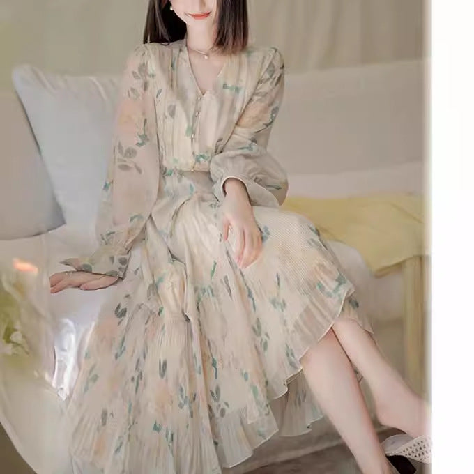 2025 Women's early spring clothing  new set of gentle and fresh age-reducing floral dress two-piece set