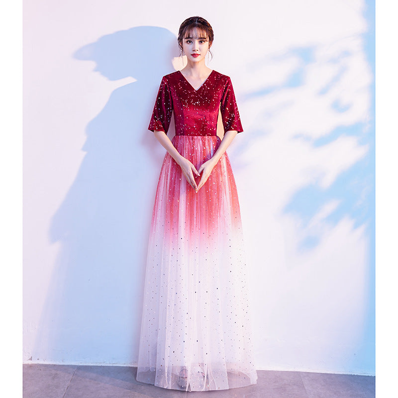 2025 Chorus performance uniform women's long dress new host middle school student choir art examination long adult ceremony evening dress