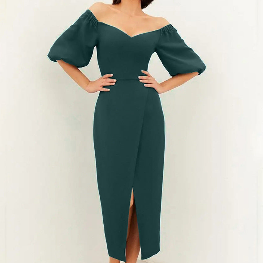 2025 Sexy deep V split bubble sleeve dress popularwildberries spring and summer hot sale new fashion new women
