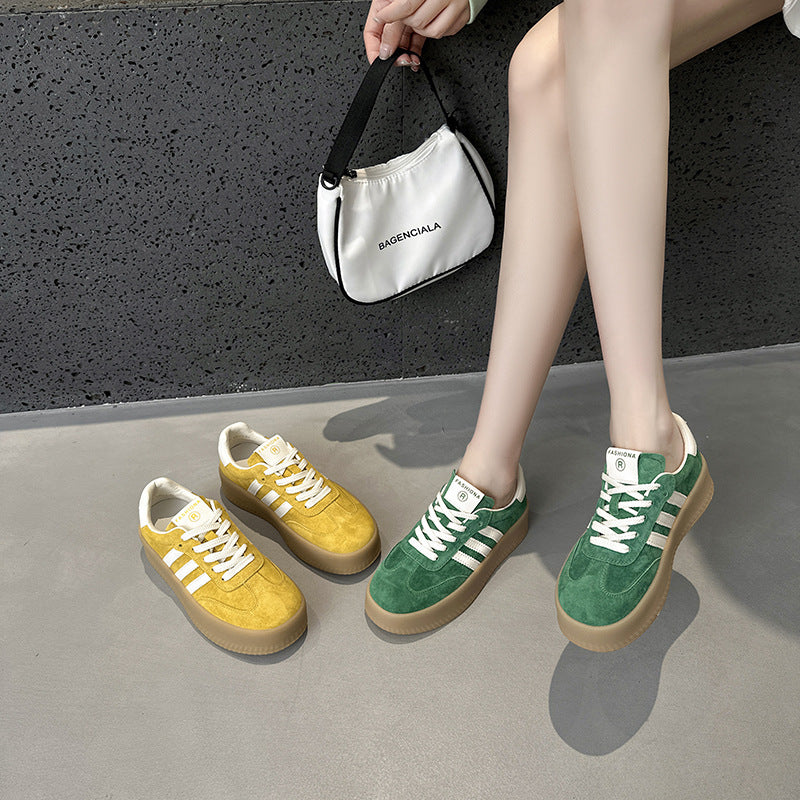 2025  Leather platform German training shoes women's popular spring and summer new Korean version color matching breathable casual fashion popular sports shoes