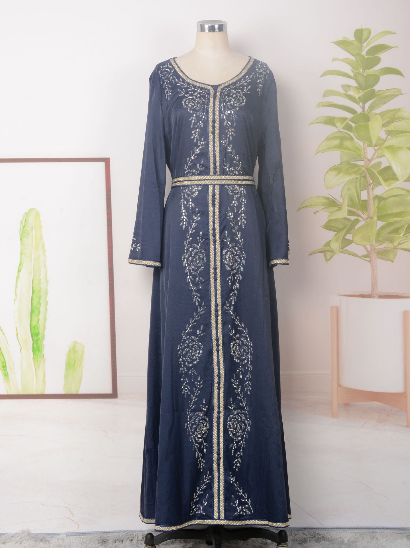 MT167 Middle East Muslim Fashion popular Spring and Summer New Spot Hot Sale Temperament Elegant Hot Diamond Dress