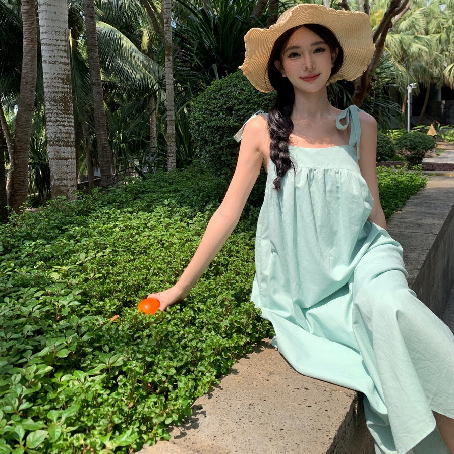 2025 romantic first love mint green suspender dress fairy super fairy summer new seaside vacation style skirt