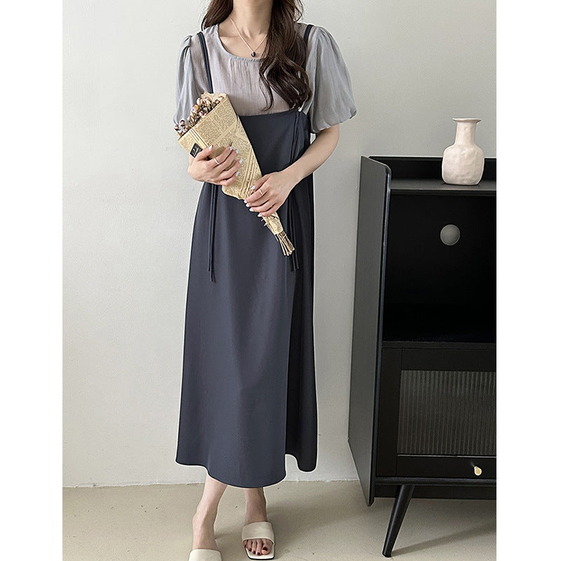 2025 , retro suspender skirt two-piece  minimalist women's popular summer Korean temperament dress 2327