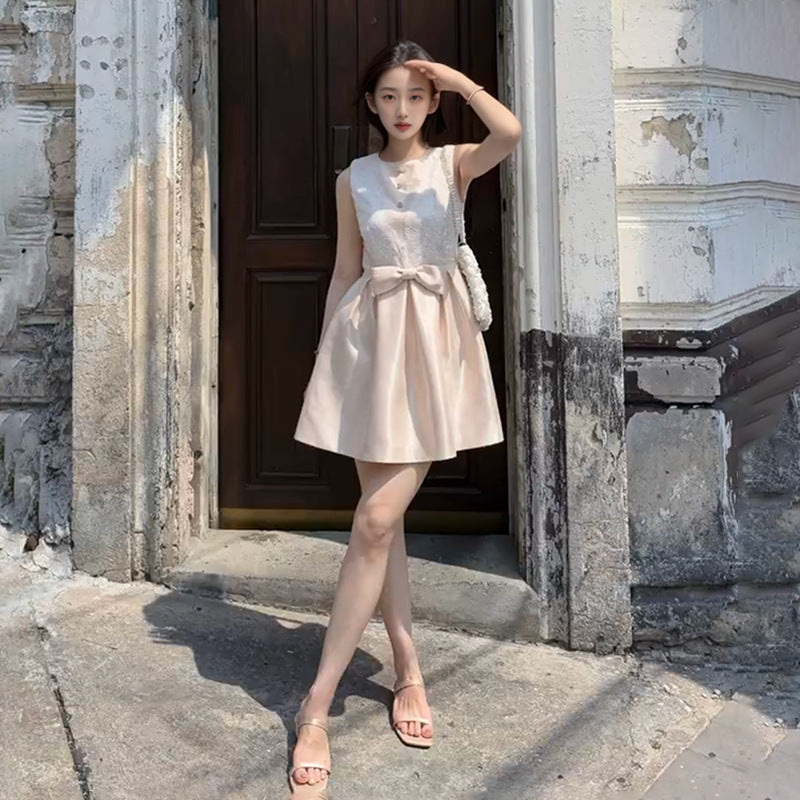 2025 summer new fashion slim and thin temperament lace splicing irregular hem dress women N2079