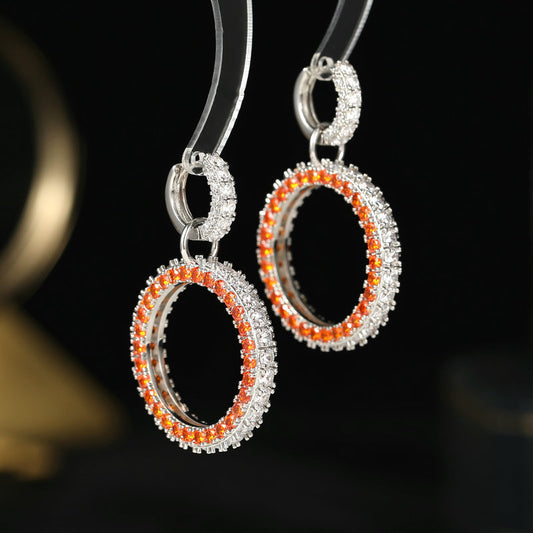 2025 high-end ring ear buckle Tide light luxury style ear jewelry wholesale Atmospheric zircon inlaid geometric circle earrings