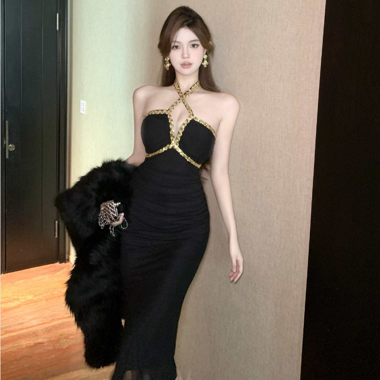 Banquet Dress Women's 2025 Summer Dress New Design Sense  Spice Girl Sexy Slim Hip Wrap Birthday Dress
