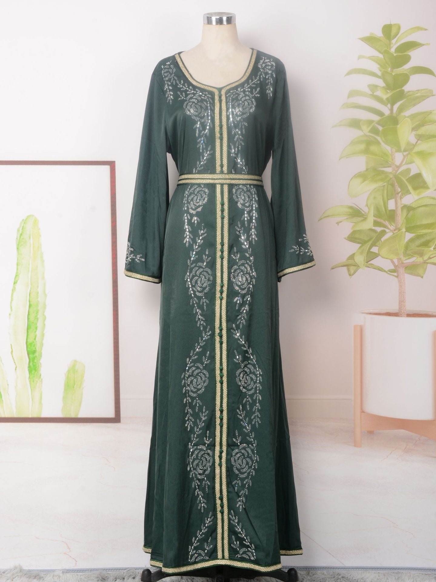 MT167 Middle East Muslim Fashion popular Spring and Summer New Spot Hot Sale Temperament Elegant Hot Diamond Dress