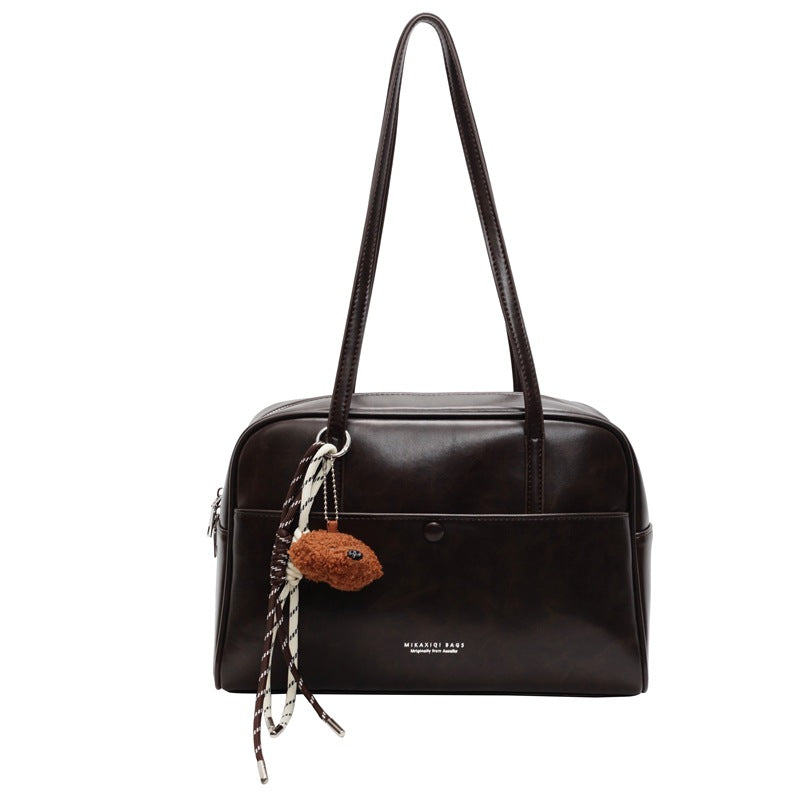 BENPAOLV 2025 Bag Women's popular New Trendy Versatile Shoulder Bag Premium Sense Retro Large Capacity Women's Bag Commuter Boston Bag