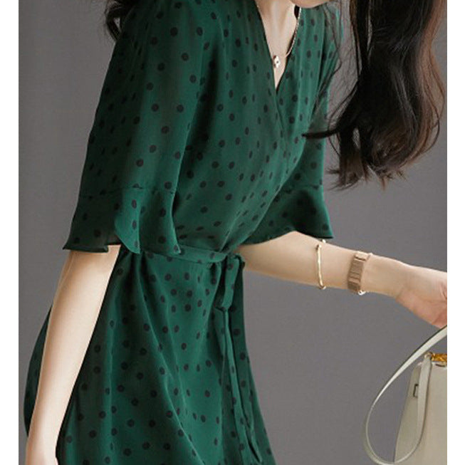 2025 Polka dot heavy silk dress, Hangzhou silk women's clothing, mulberry silk  new summer medium and long skirt