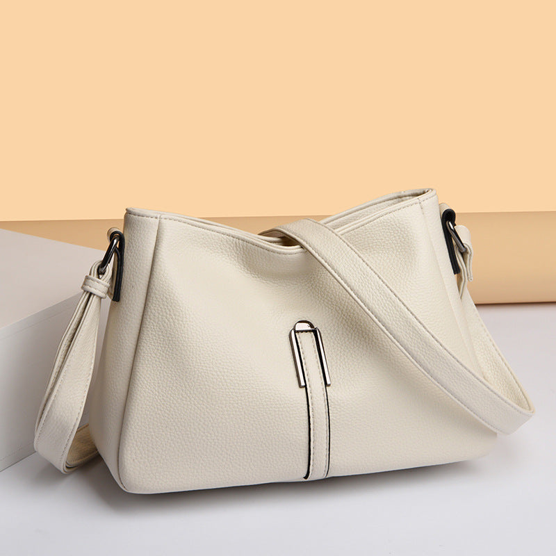 2025 Crossbody bag popular new simple temperament bag neutral soft leather texture shoulder bag large capacity work commuter bag