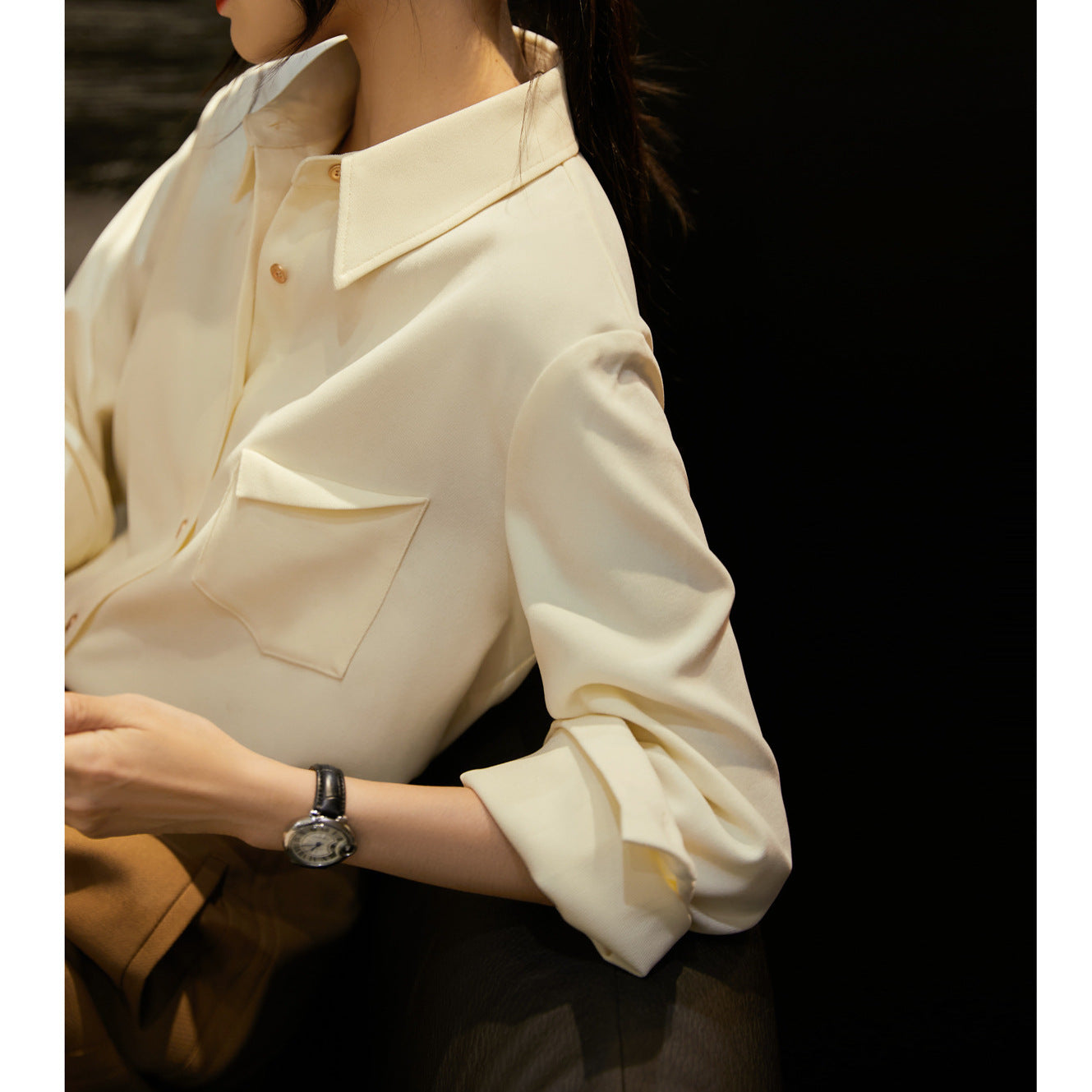 2025 Textured corduroy long-sleeved shirt  spring new women's clothing, shirt professional commuter women's autumn top