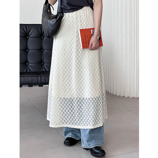 2025 popular autumn new Korean skirt women's high waist lace Popular style lace-up medium and long skirt 9200