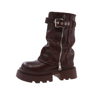 2025  Super good-looking burgundy thick-soled height-increasing small popular new fashionable versatile and thin tall knight boots