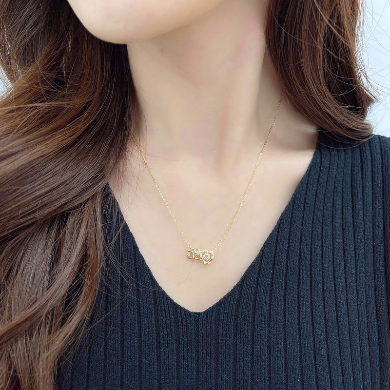 2025 S925 Silver Fashion Smart Love Digital 520 Confession Necklace Creative Fashion Versatile Beating Heart Clavicle Chain