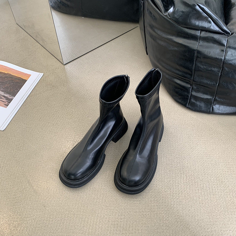 2025  thick-soled spring and autumn short boots women's winter new flat-bottomed Korean small naked boots fashion boots women's boots thin boots